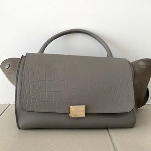 Celine suede and leather top handle bag
